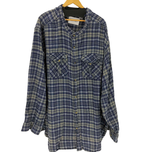 キングサイズ KINGSIZE ノーカラーチェックネルシャツ メンズ  7XL
